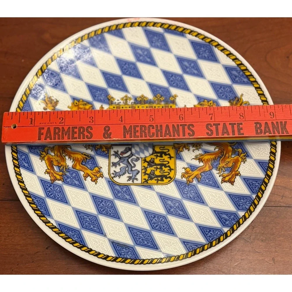 Vintage TK Bavaria Collector Plate German Coat of Arms Blue & White